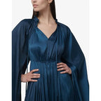 Nadia Cape‑Sleeve Ruffle Midi Dress