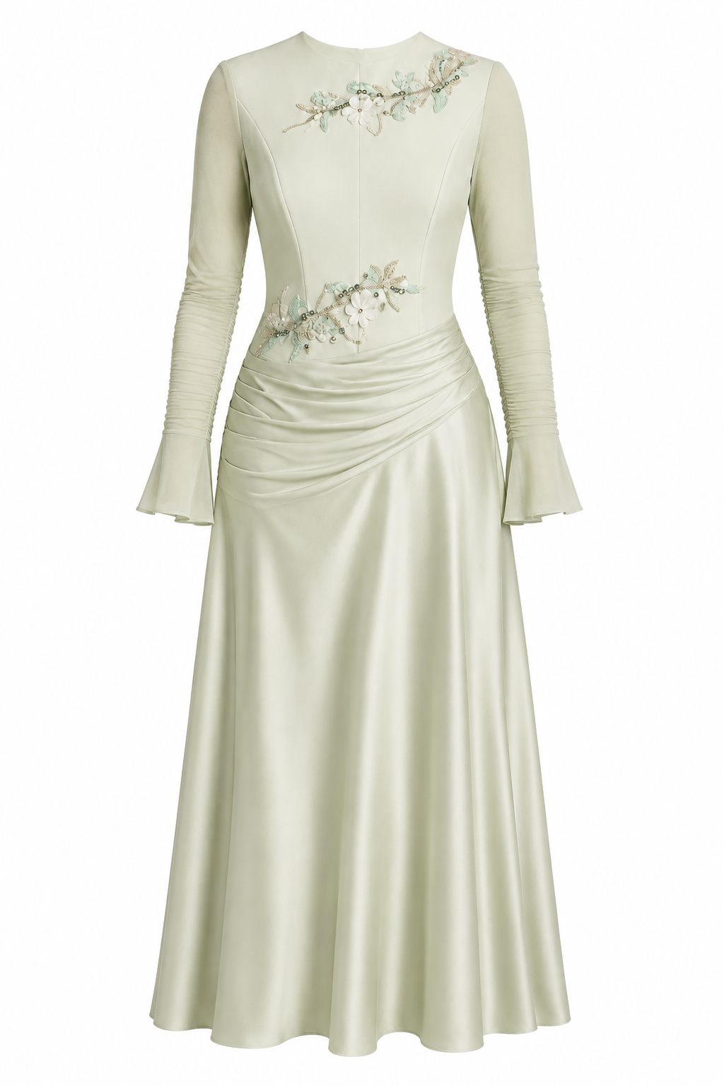 Noor Beaded Floral Applique Modest Maxi Dress
