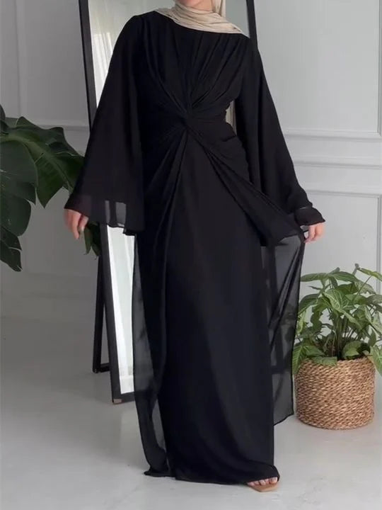 Nadia Twist Long Sleeve Maxi Dress-Black