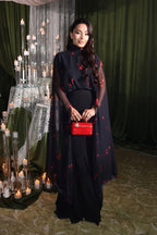 Sofia High‑Neck Floral Cape Two‑Piece Set