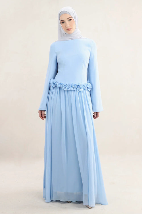 Amaya Flowerfall Gown | Baby Blue