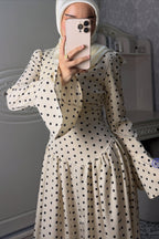 Layla Polka‑Dot Flare‑Sleeve Tiered Maxi dress