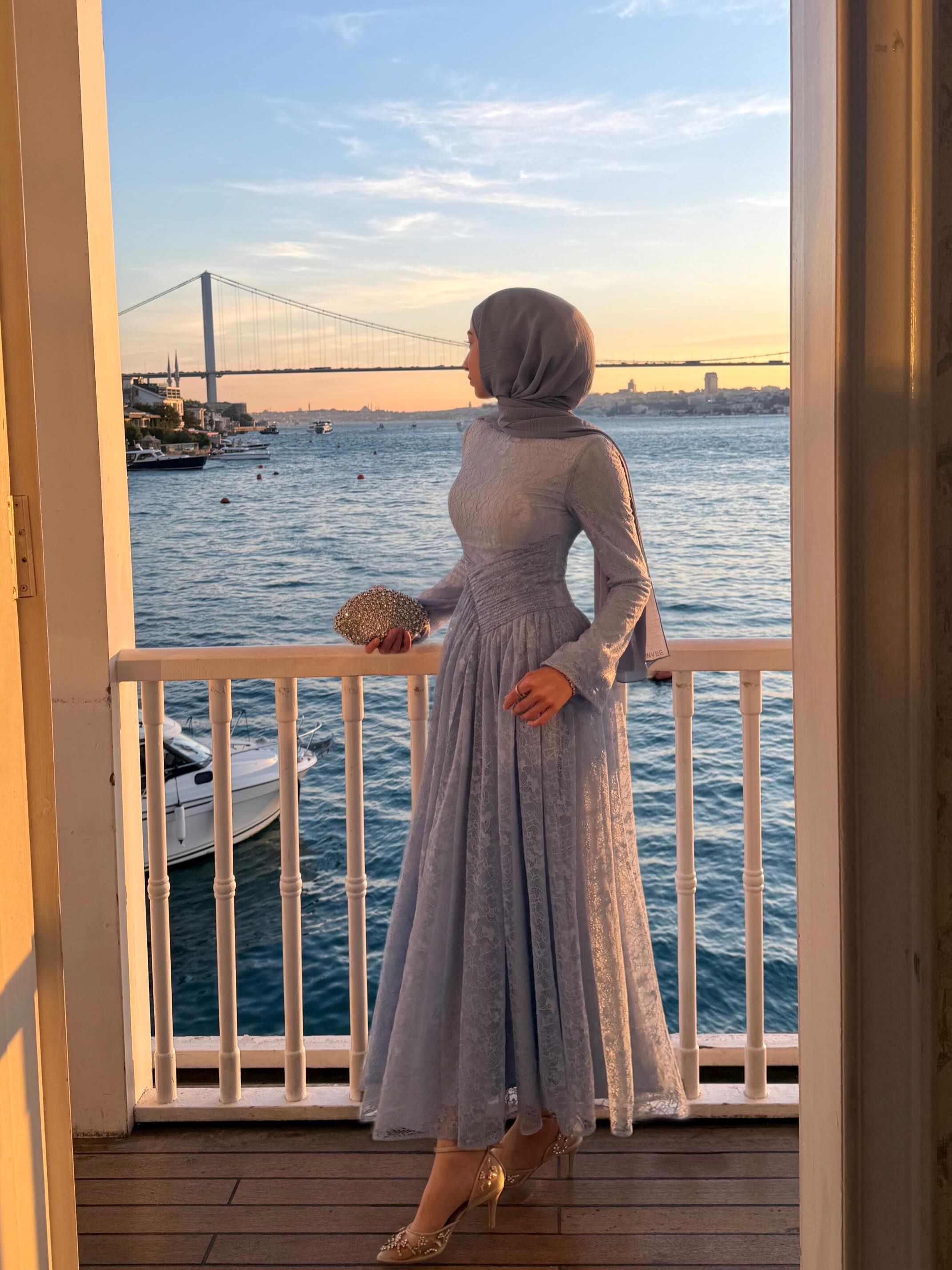 Zehra Lace Draped Waist Maxi Dress