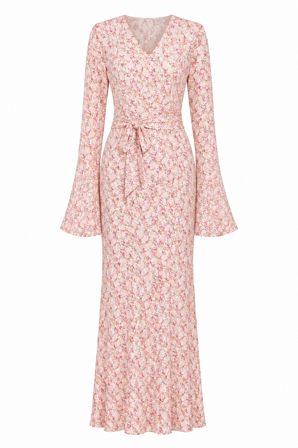 Salma V‑Neck Flare‑Sleeve Floral Maxi Dress