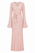 Salma V‑Neck Flare‑Sleeve Floral Maxi Dress