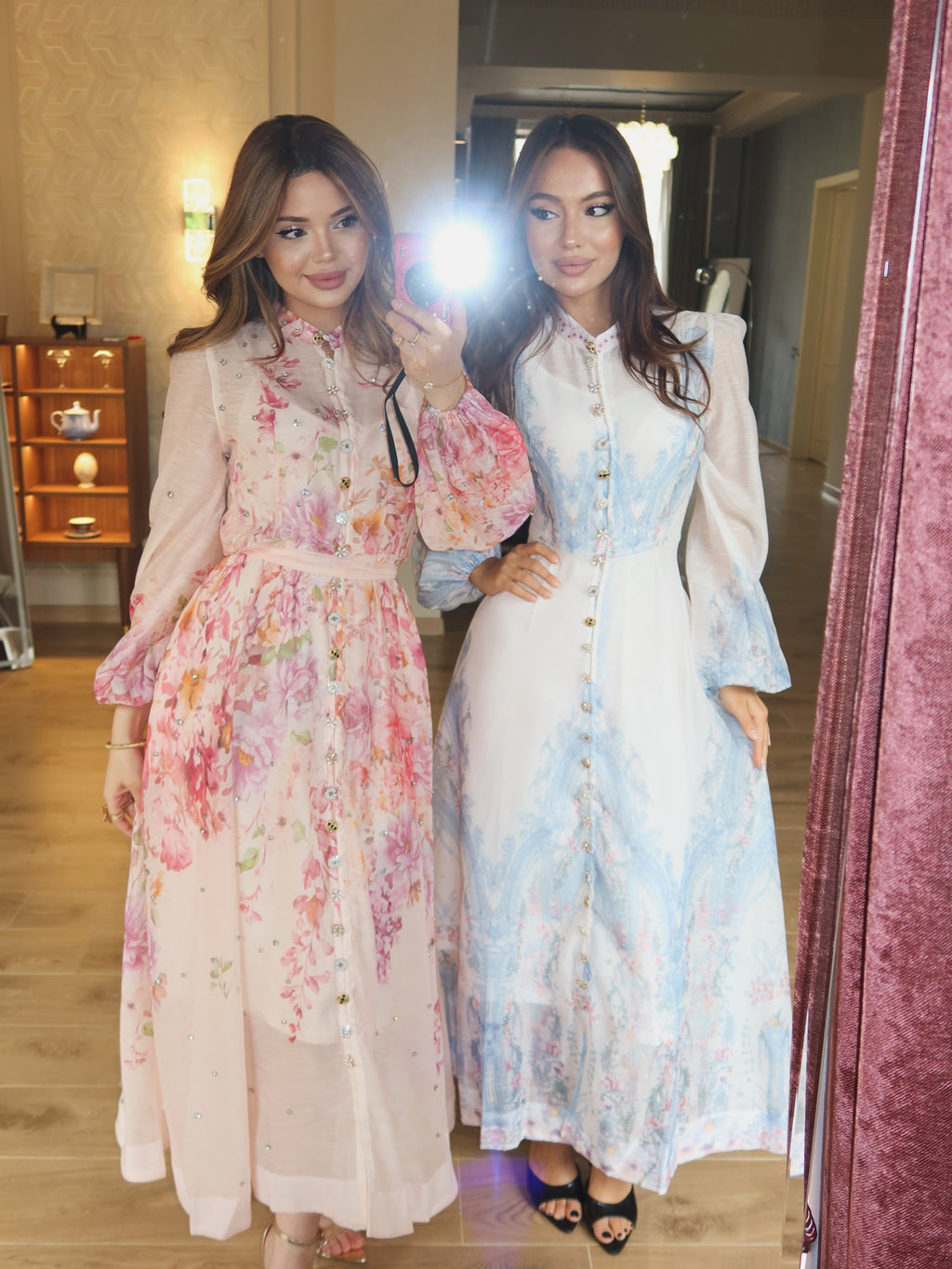 Seren Floral Beaded Chiffon Maxi Dress