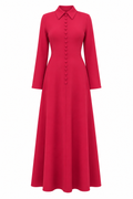 Nadia Collared Button‑Up Maxi Abaya Dress
