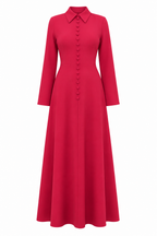 Nadia Collared Button‑Up Maxi Abaya Dress