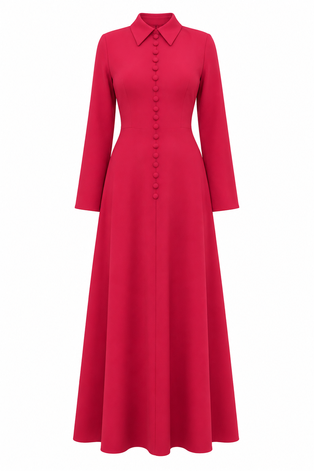 Nadia Collared Button‑Up Maxi Abaya Dress