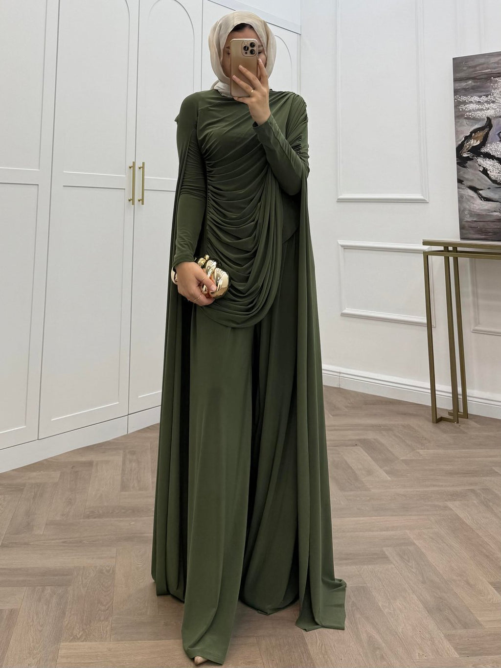 Zahra Draped Cape Trouser Two‑Piece Set