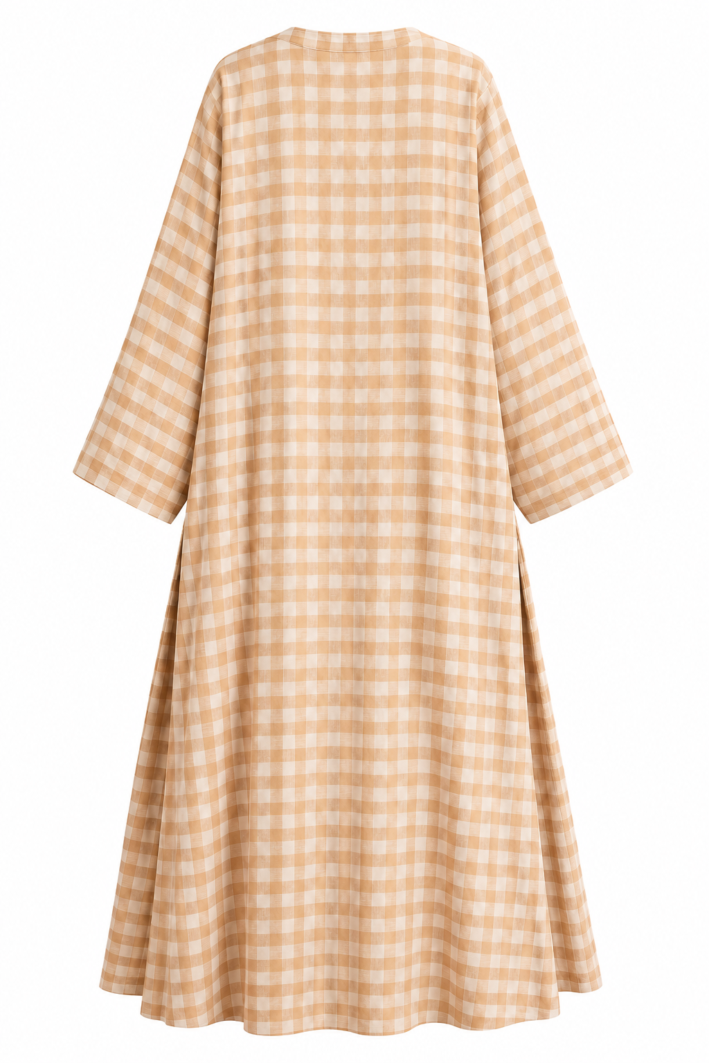 Nabila Plaid Crinkle Open Abaya Robe