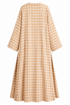 Nabila Plaid Crinkle Open Abaya Robe