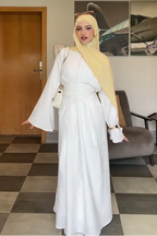 Sara Belted Flare‑Sleeve Abaya