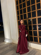 Noura Lace Hooded Satin Maxi Outfit