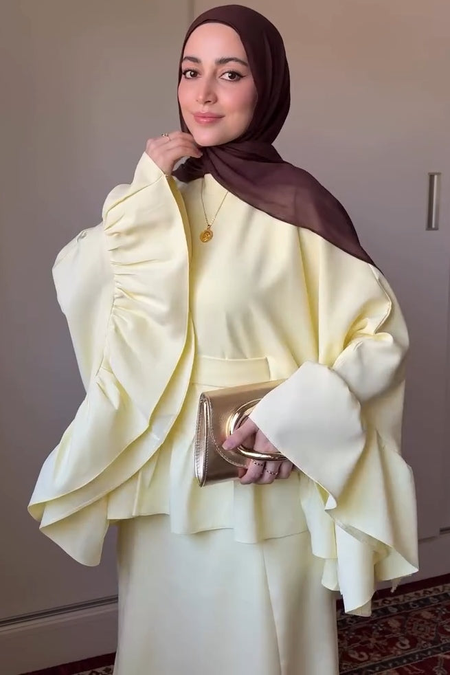Samira Ruffle Flare Sleeve Two‑Piece Set