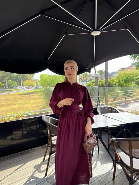 Aisha Button Front Puff‑Sleeve Maxi Dress