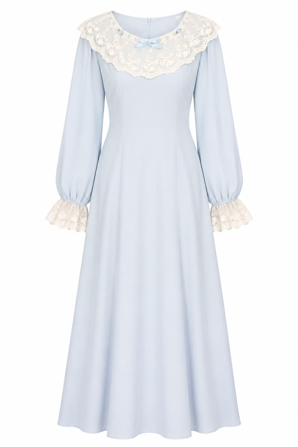Lila Lace‑Trim Bow Detail Maxi Dress