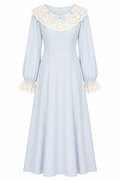 Lila Lace‑Trim Bow Detail Maxi Dress