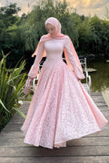 Ayla Lace Flare‑Sleeve Ball Maxi Dress