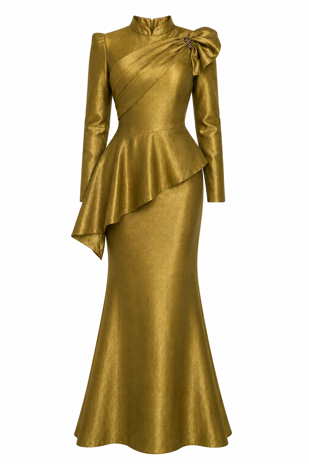 Aisha Bow‑Accent Peplum Mermaid Set