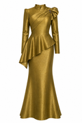 Aisha Bow‑Accent Peplum Mermaid Set