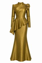 Aisha Bow‑Accent Peplum Mermaid Set