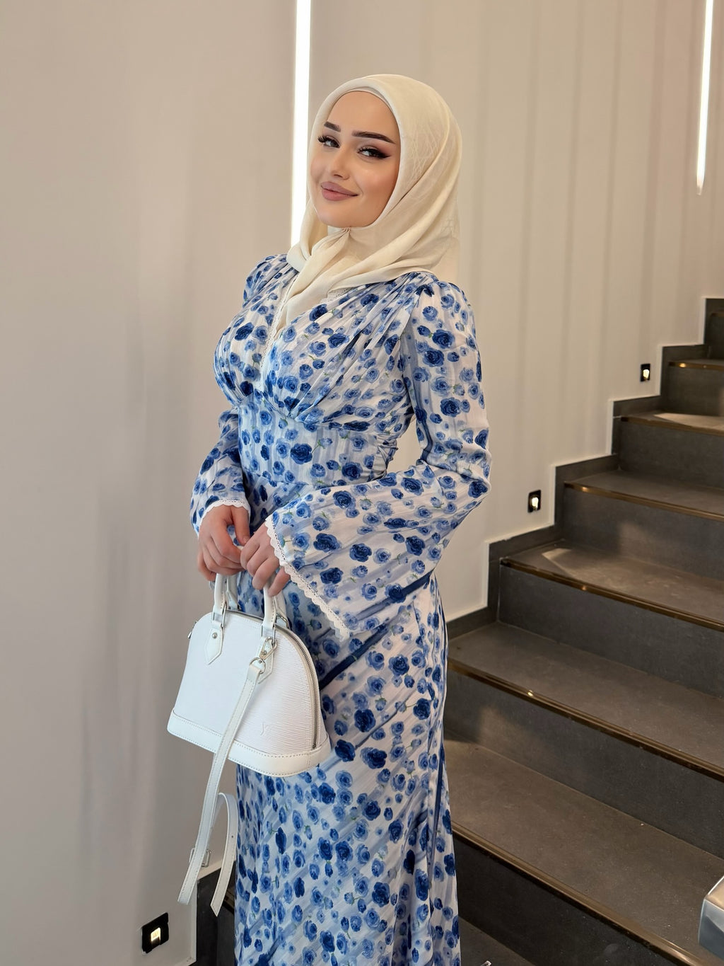 Aisha Lace‑Trim Floral Mermaid Maxi Dress