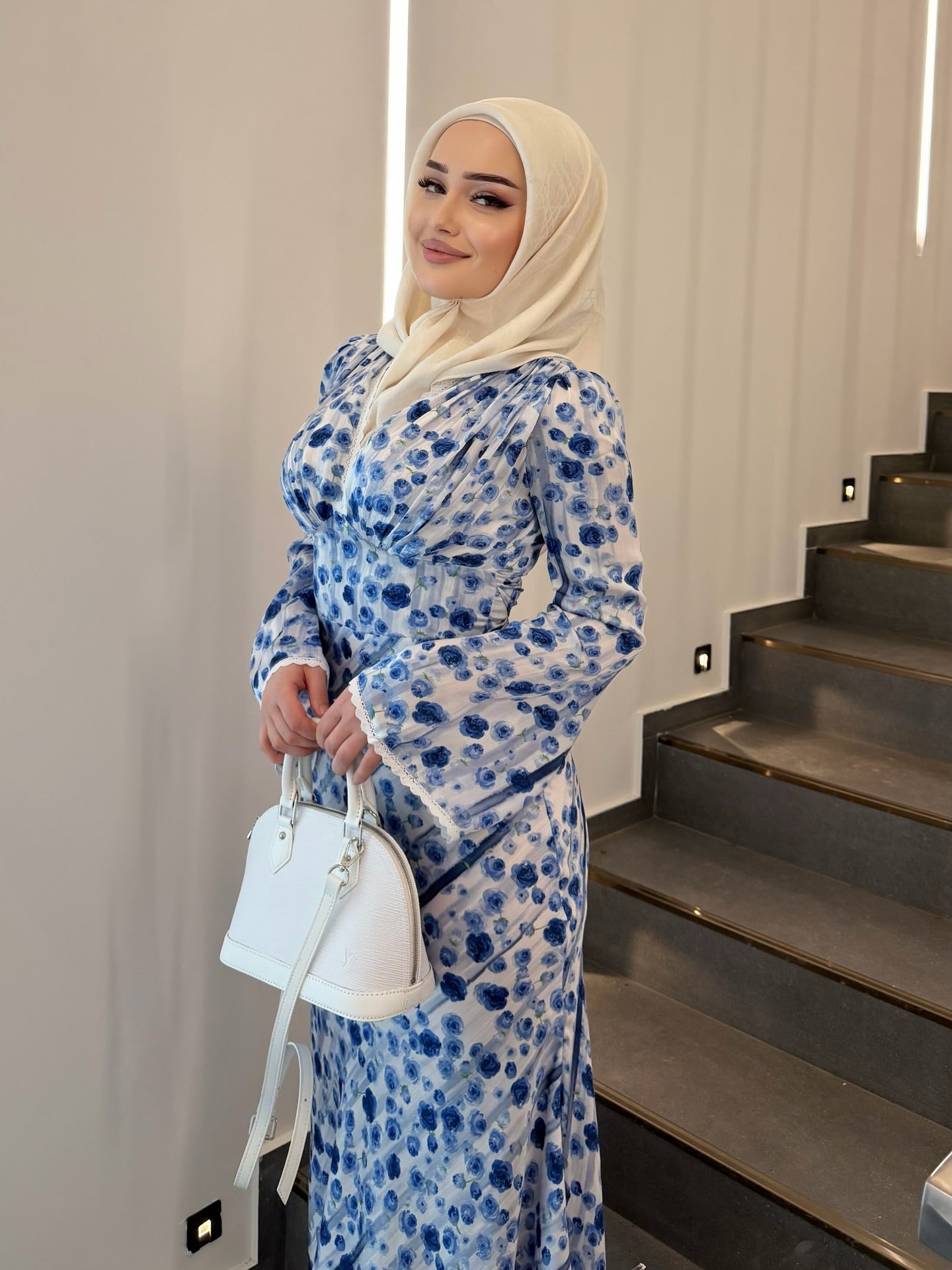 Aisha Lace‑Trim Floral Mermaid Maxi Dress