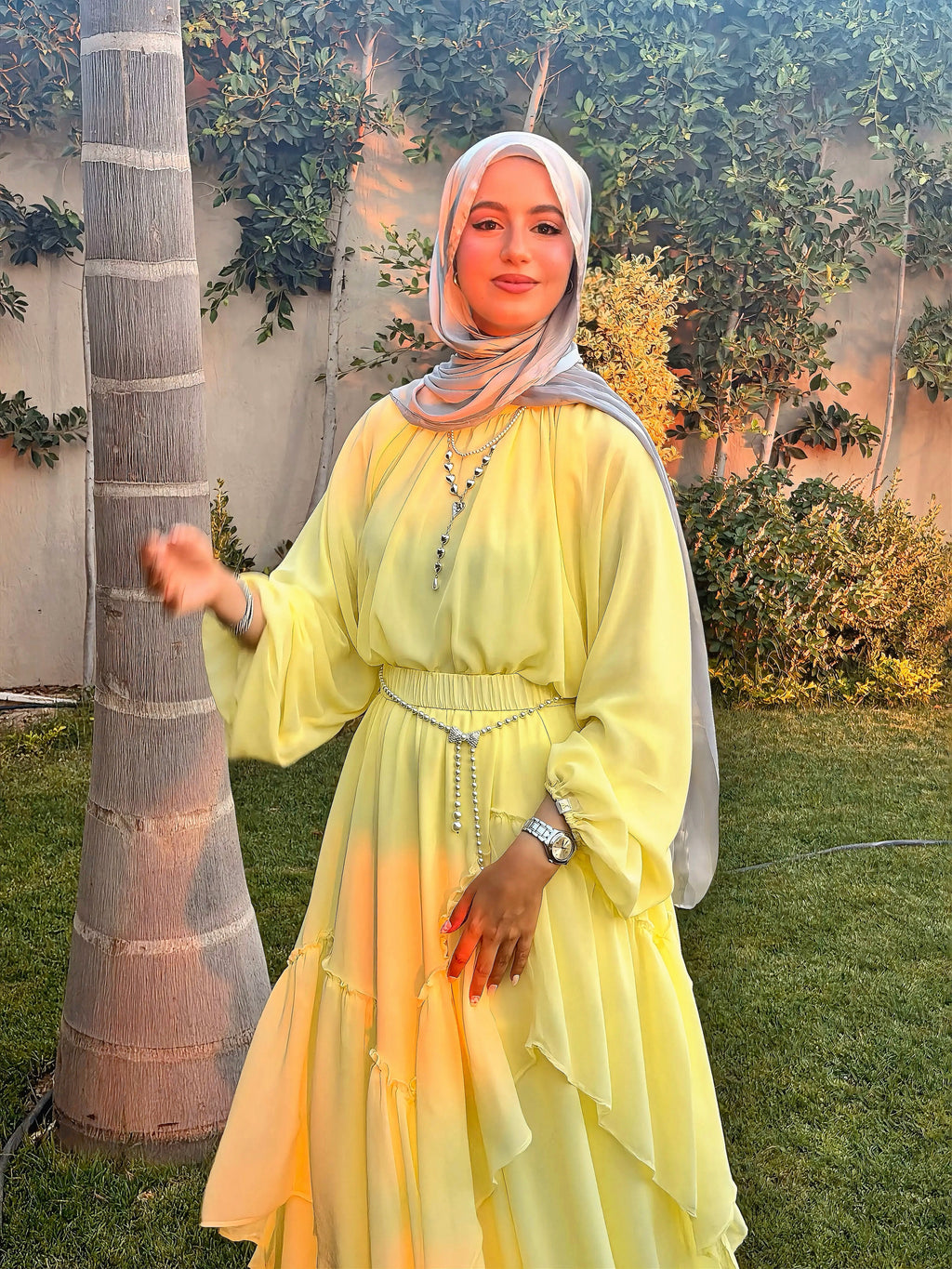 Zahra Belted Ruffle Maxi dress