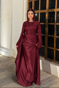 Noura Lace Hooded Satin Maxi Outfit