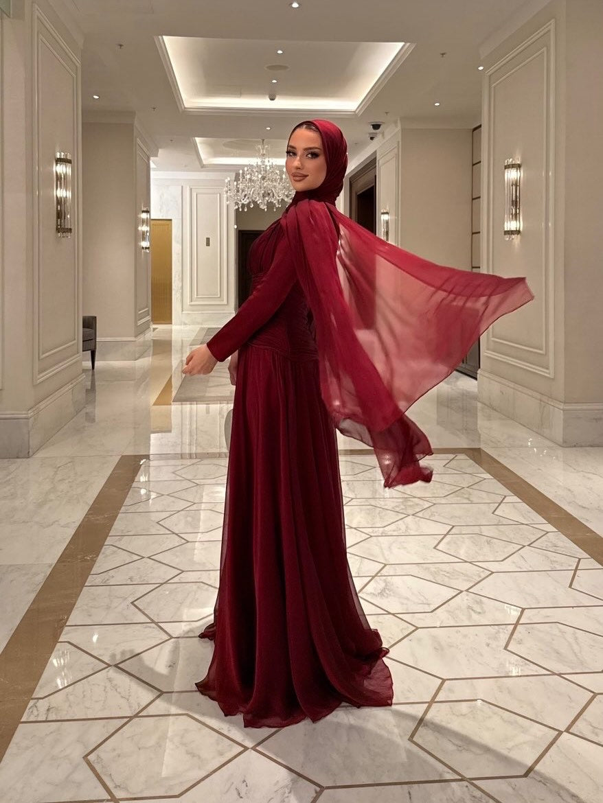 Aisha Ruched Chiffon Maxi Dress