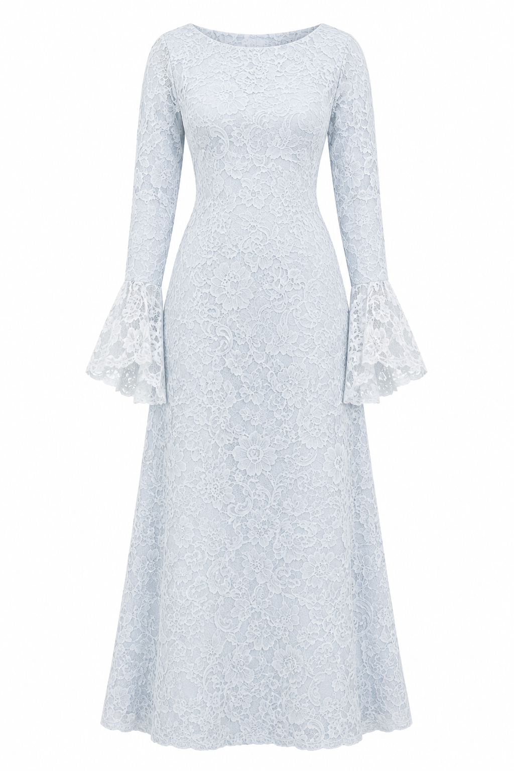 Lina Floral Lace Flare‑Cuff Maxi Dress