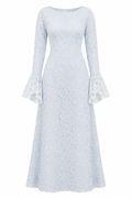 Lina Floral Lace Flare‑Cuff Maxi Dress