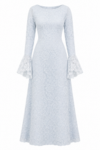 Lina Floral Lace Flare‑Cuff Maxi Dress