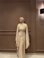 Zara Satin Ruched Wrap Waist Maxi Dress