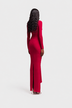 Nora Ruched Draped Mesh Maxi Dress