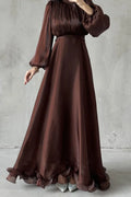 Zahra Gathered Neck Ruffle‑Hem Maxi Dress