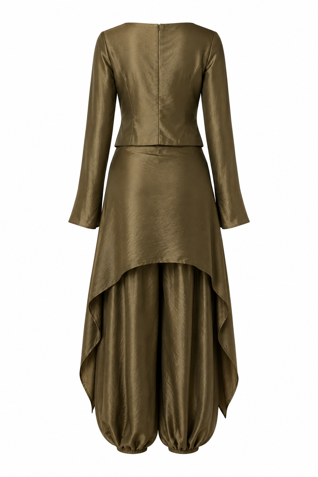 Rania Asymmetrical Satin Two‑Piece Set
