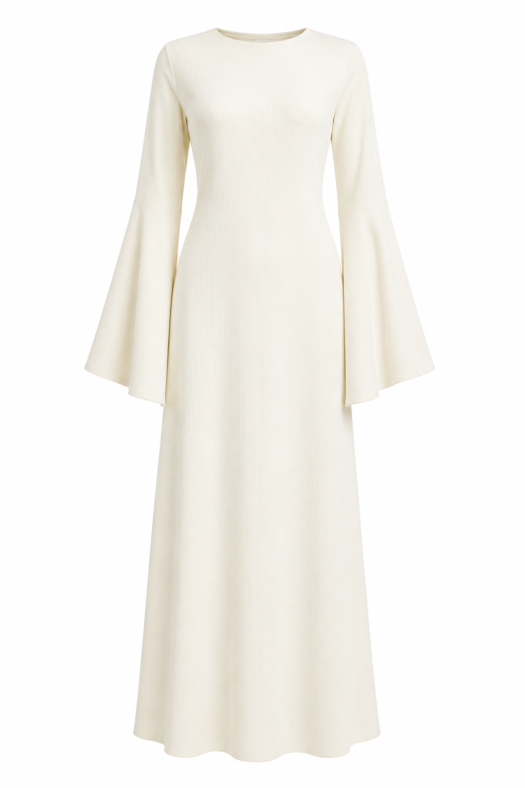 Liana Ribbed Knit Wide Sleeve Modest Maxi Dress