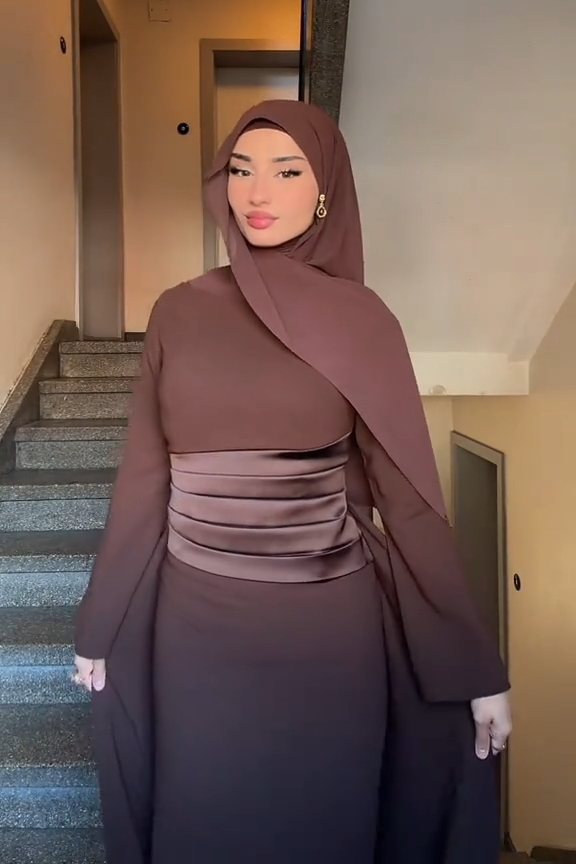 Nadia Satin Waist Detail Abaya