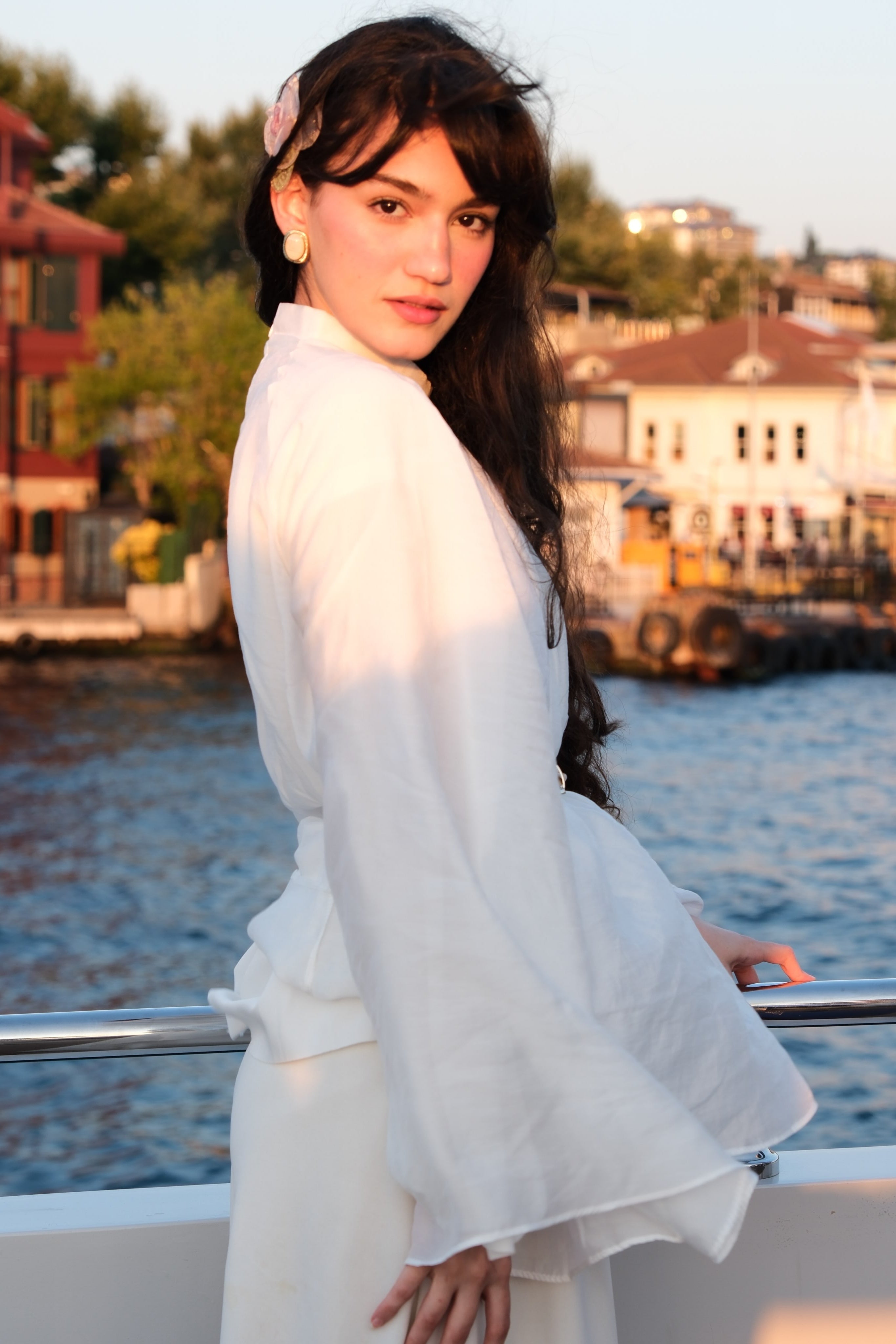 Clara Wide‑Sleeve Belted Two‑Piece Outfit