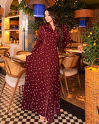 Rania Collared Ditsy‑Floral Button Maxi Dress