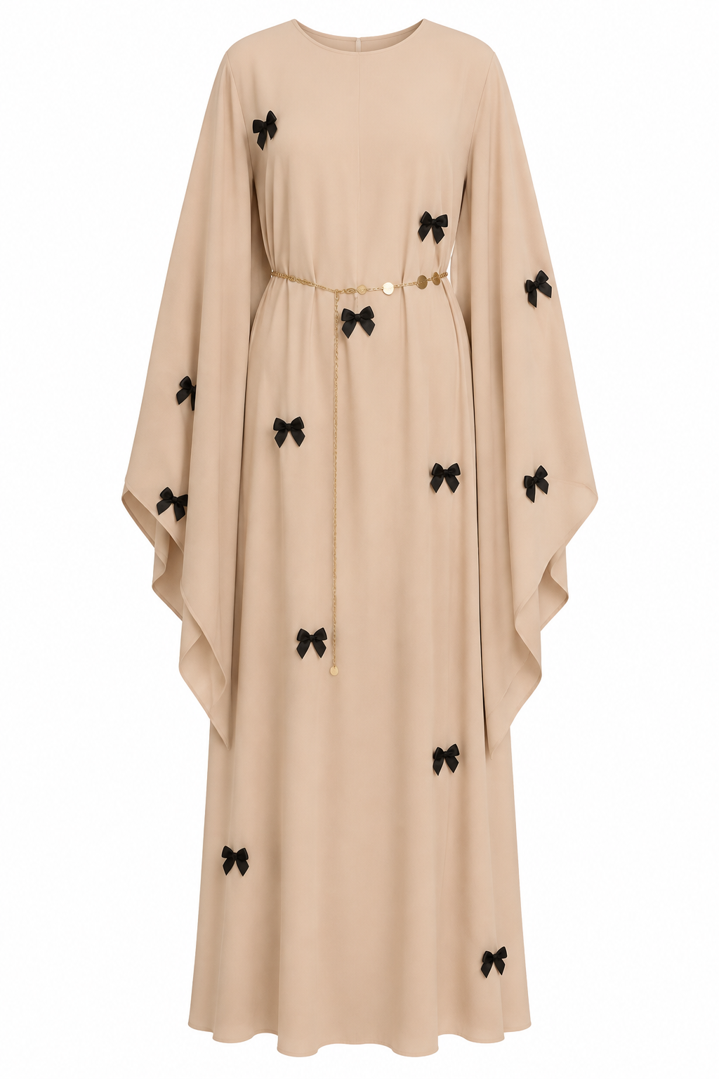 Layla Bow Applique Chain Belt Abaya Robe