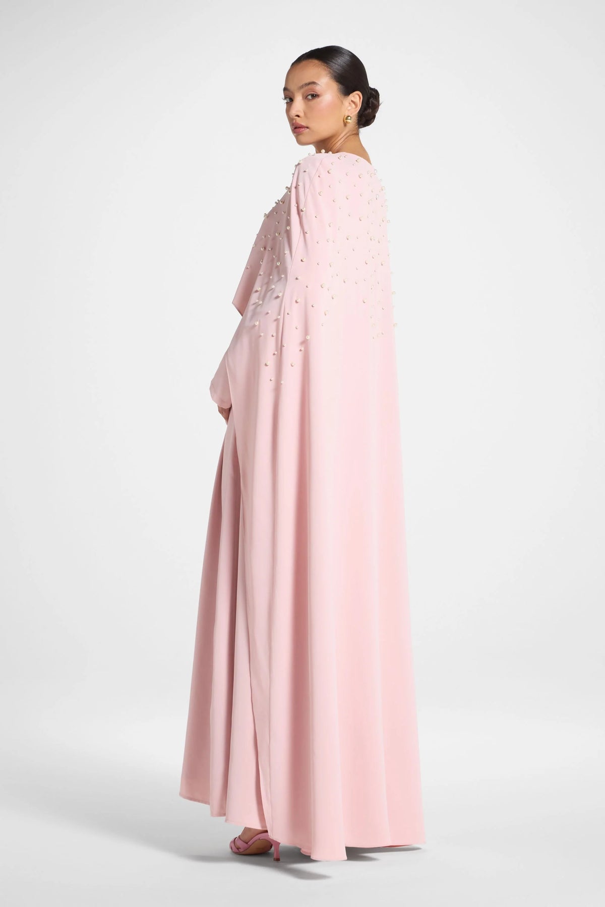 Amira Beaded Cape Overlay Maxi Dress