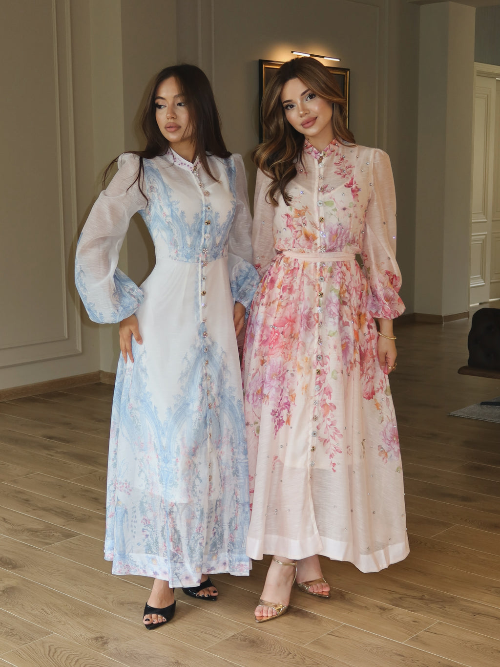 Seren Floral Beaded Chiffon Maxi Dress