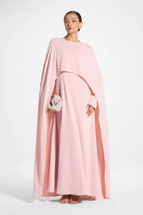 Amira Beaded Cape Overlay Maxi Dress
