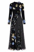 Sara Mixed‑Print Chiffon Maxi Dress