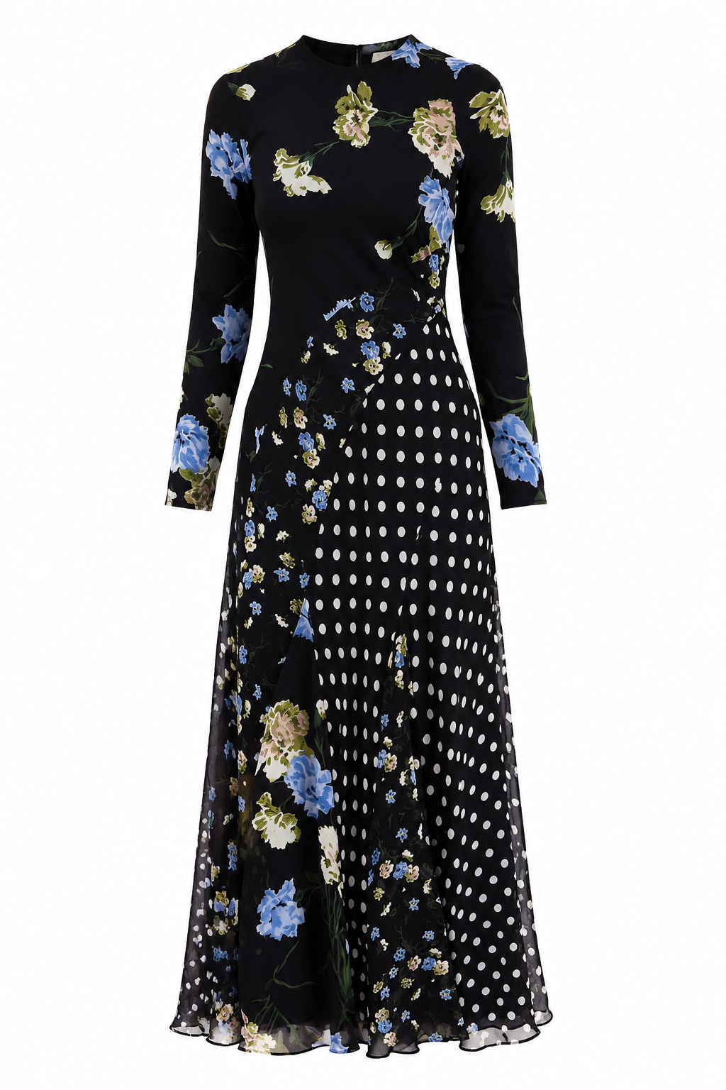Sara Mixed‑Print Chiffon Maxi Dress