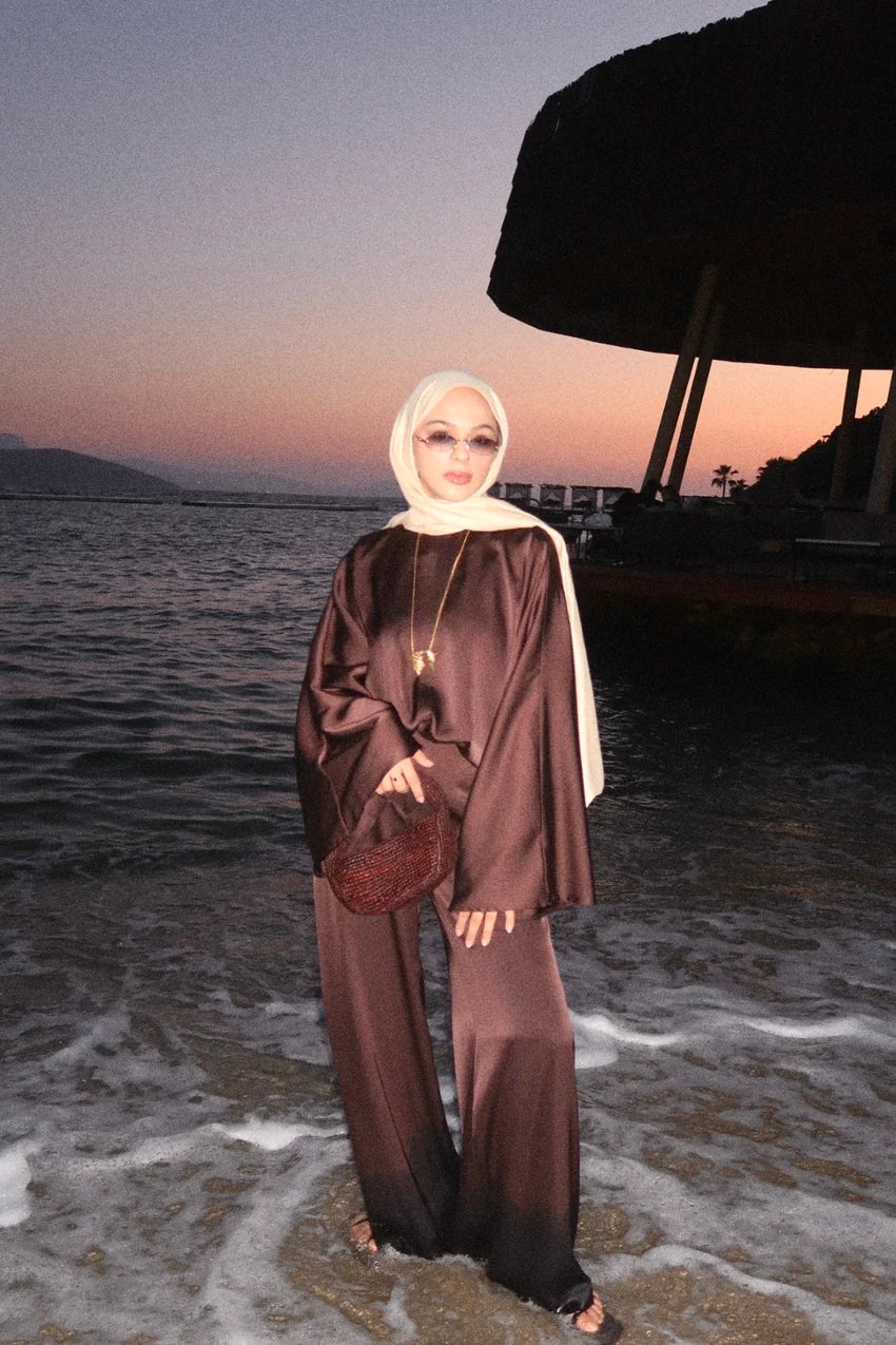 Rinah Satin Asymmetric Two‑Piece Set