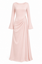 Yara Asymmetrical Draped Waist Long Sleeve Dress